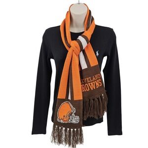 Cleveland Browns Scarf Mens Brown Orange NFL Football Knit Fringe Winter Warm‎